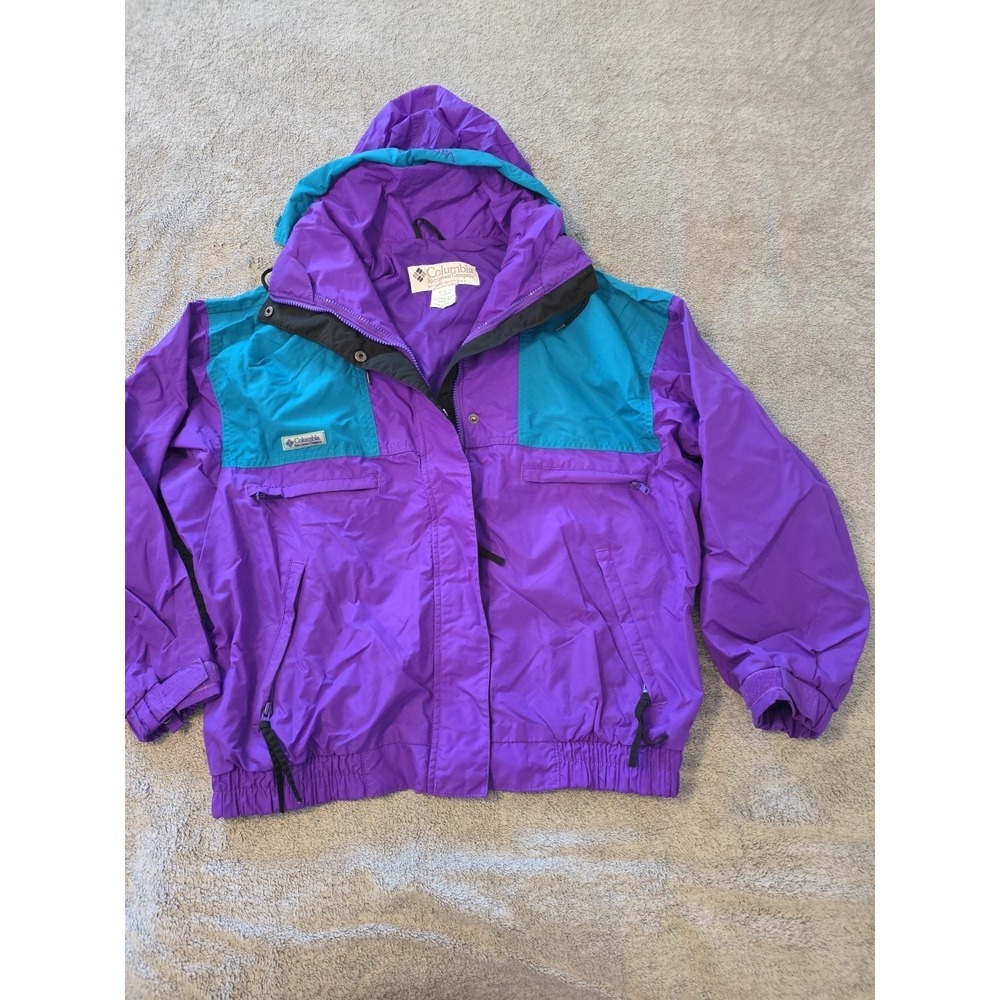 Columbia Vamoose 3‎ Way 90s Womens L Purple Teal Black Ski Jacket Packable Hood